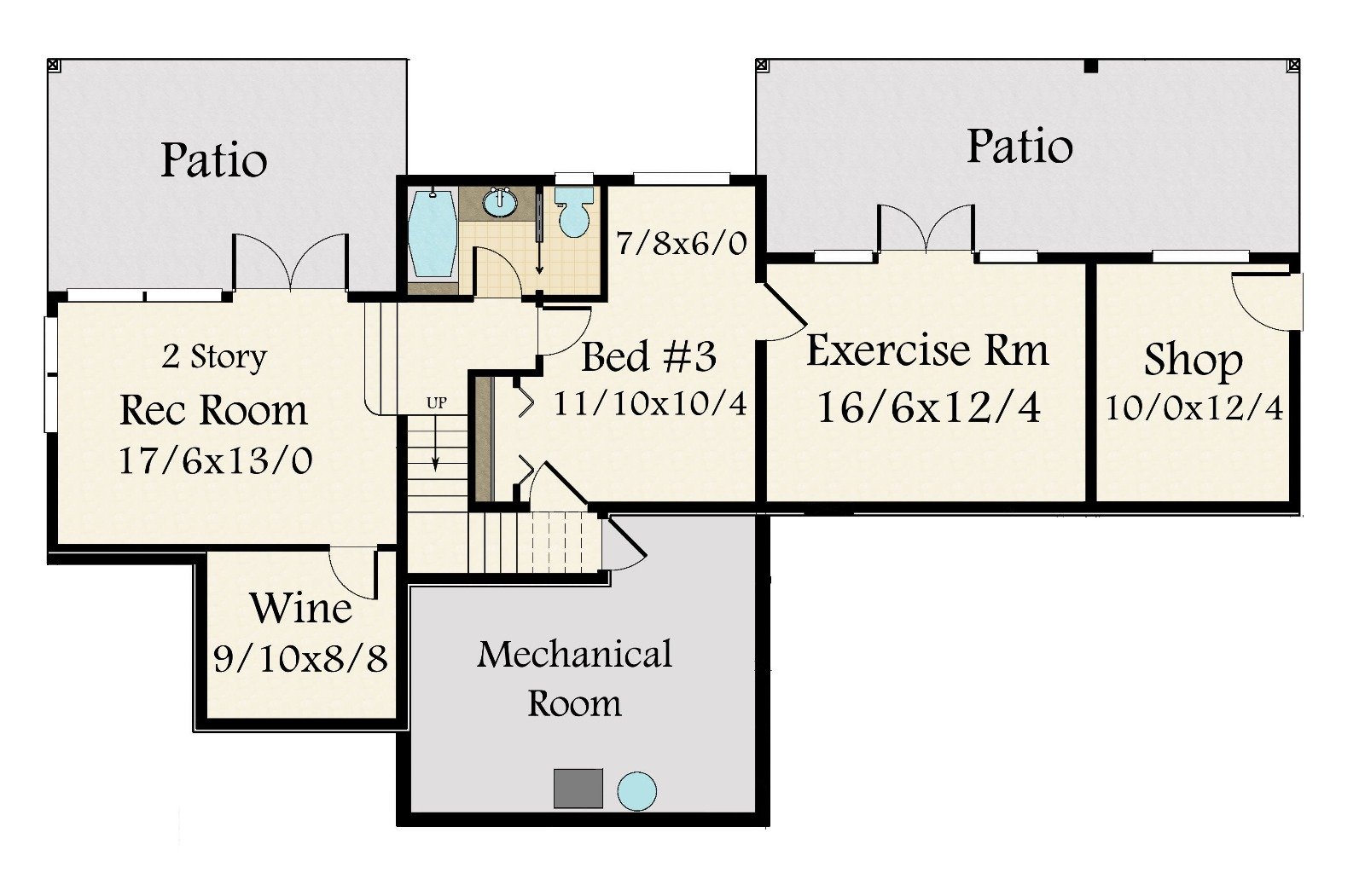 Mm 3488 m lower floor of houseplan
