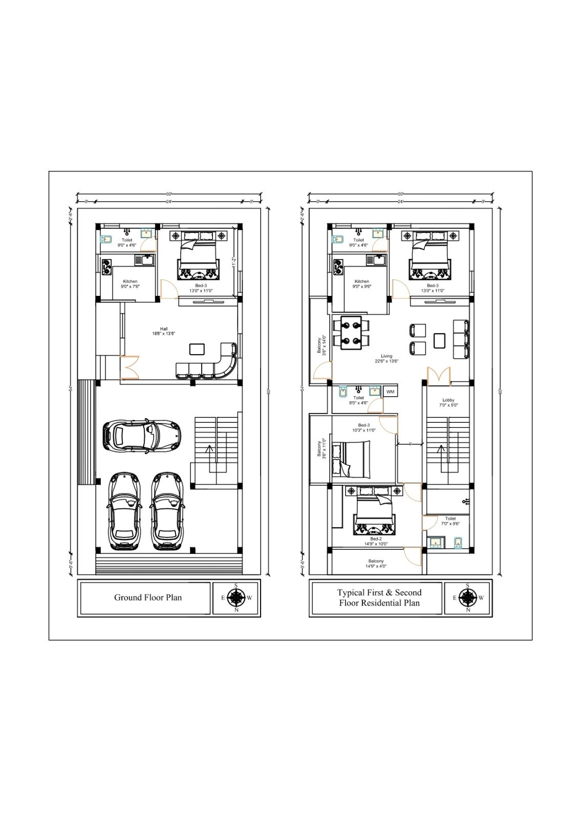 3bhk house plan page 0001