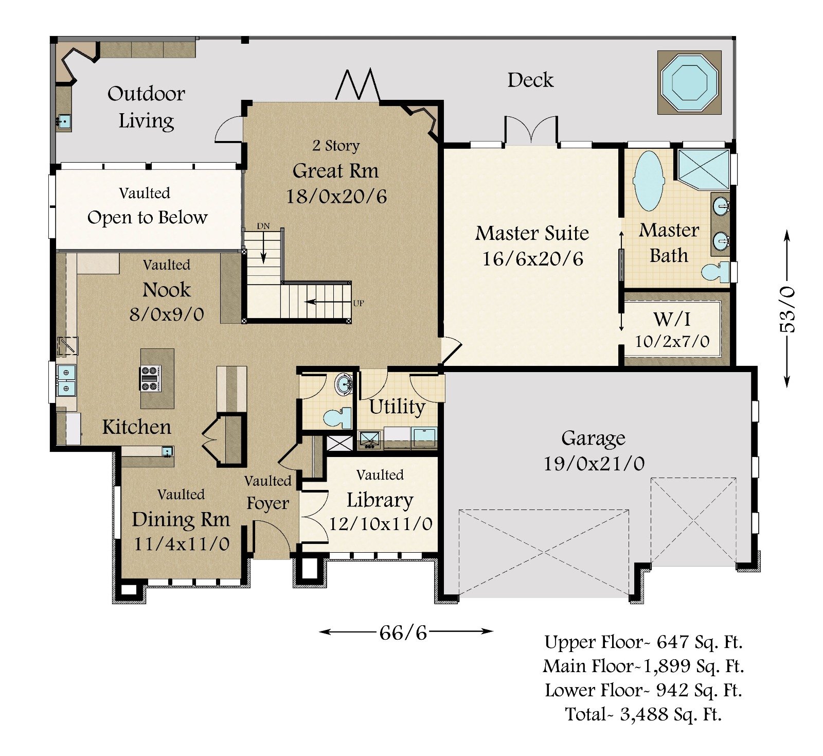 Mm 3488 m main floor of houseplan
