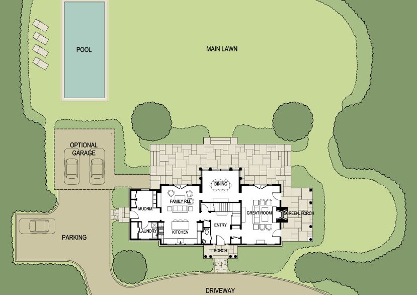Small shingle style home plan site