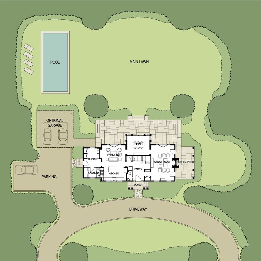 Small shingle style home plan site